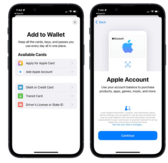 胡市镇苹果手机维修分享iOS 15.5钱包App如何添加 Apple 账户 